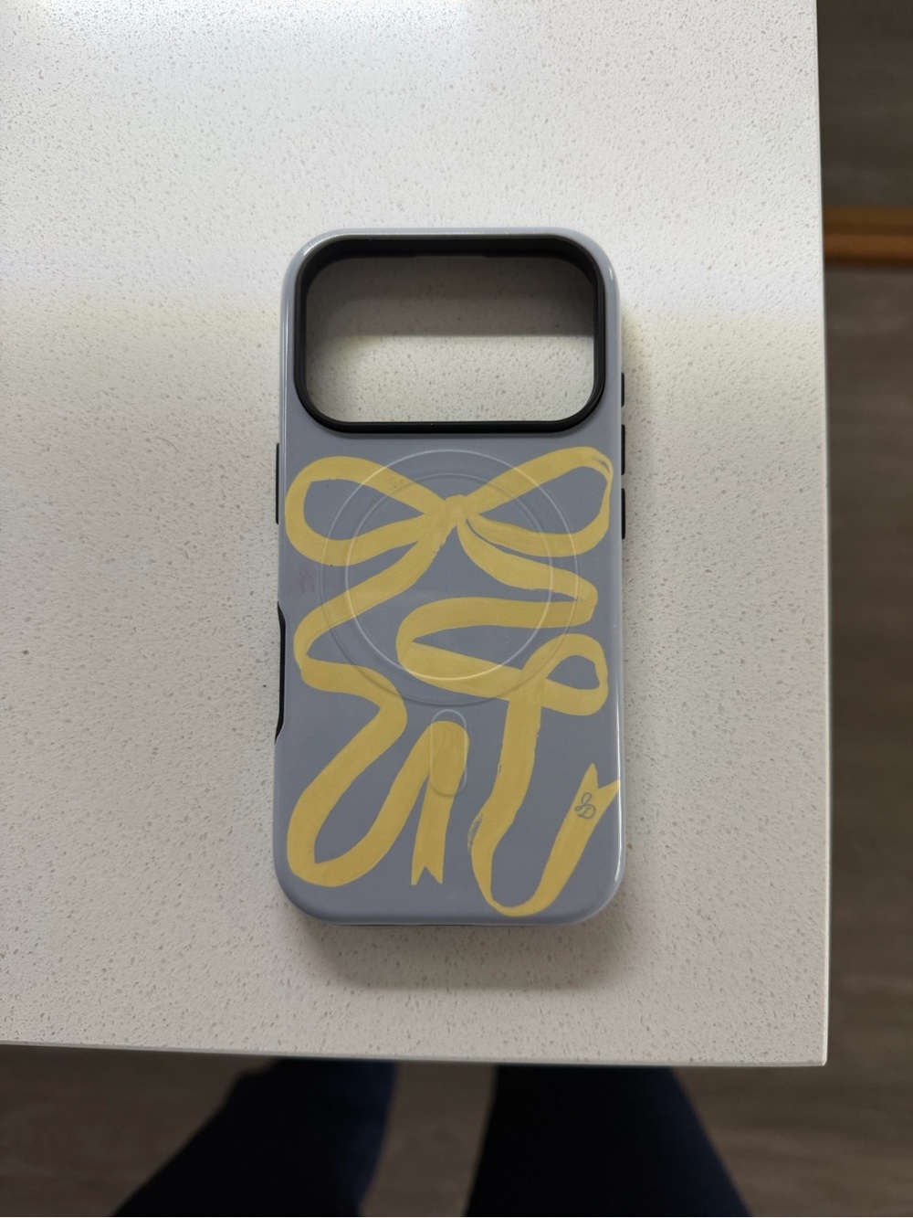 Gray Phone Case with Yellow Ribbon Art - Unbranded